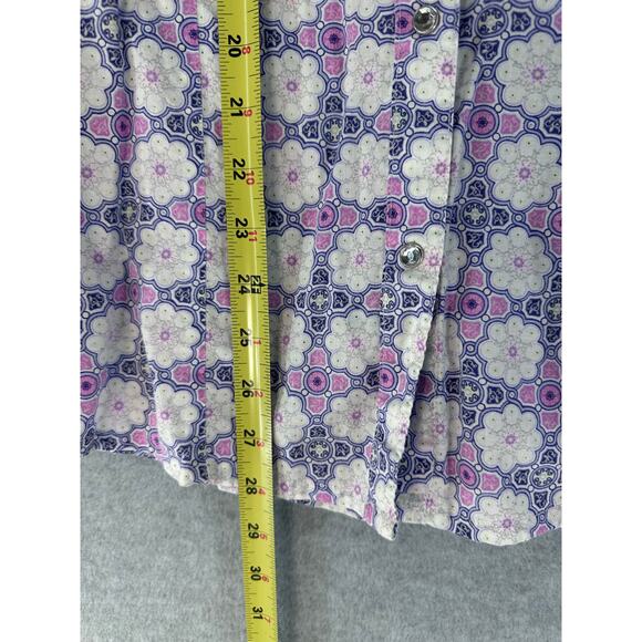 Wrangler Womens L Vintage Inspired Jeweled Snap Silver Purple Western Cotton Y2K - Picture 6 of 9